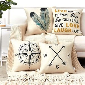 4 Decorative Throw Pillow Covers Rustic Farmhouse